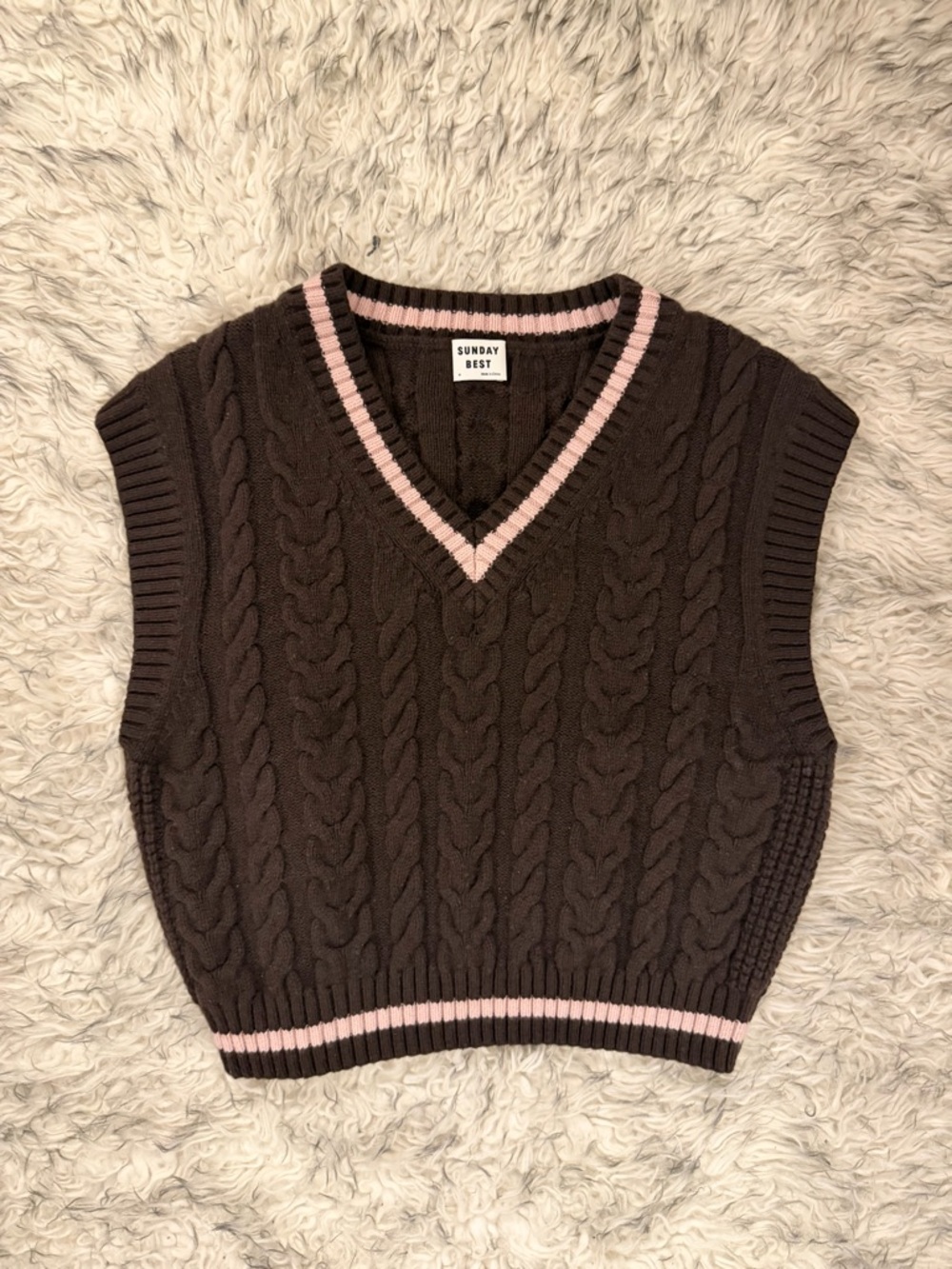 Sunday Best ‘Winston’ Cropped Sweater Vest - Rc Mch Br/Mauve Mse